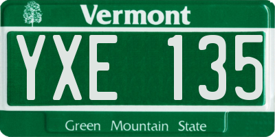 VT license plate YXE135