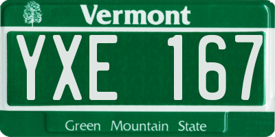 VT license plate YXE167