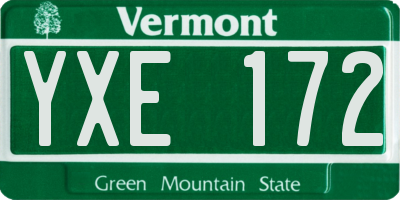 VT license plate YXE172