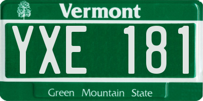 VT license plate YXE181