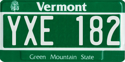 VT license plate YXE182