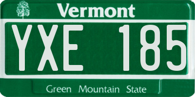 VT license plate YXE185