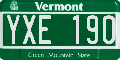 VT license plate YXE190