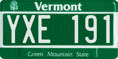 VT license plate YXE191