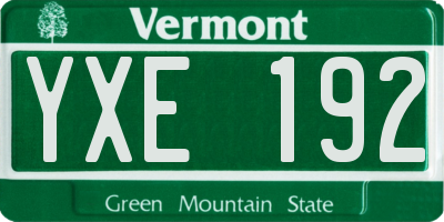 VT license plate YXE192