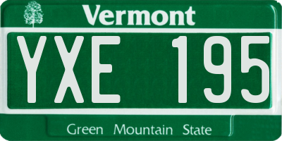 VT license plate YXE195