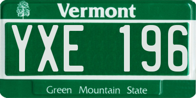 VT license plate YXE196