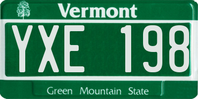 VT license plate YXE198