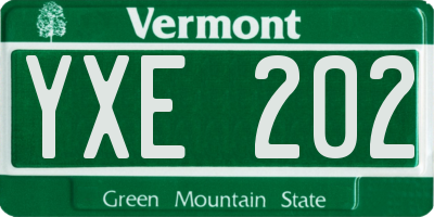 VT license plate YXE202