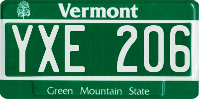 VT license plate YXE206