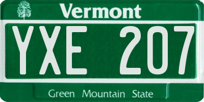 VT license plate YXE207