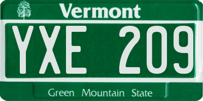 VT license plate YXE209