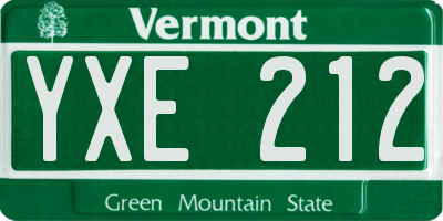 VT license plate YXE212