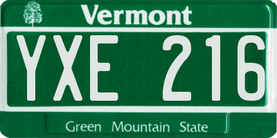 VT license plate YXE216