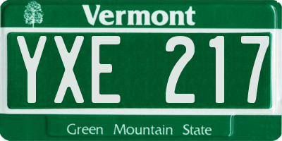 VT license plate YXE217