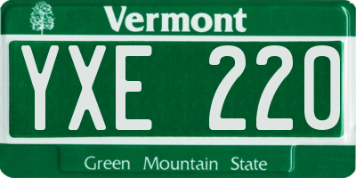 VT license plate YXE220