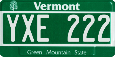 VT license plate YXE222