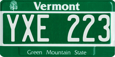 VT license plate YXE223