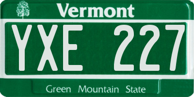 VT license plate YXE227