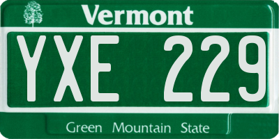 VT license plate YXE229