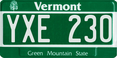 VT license plate YXE230