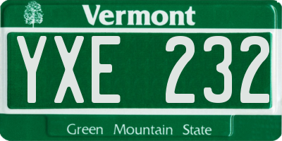VT license plate YXE232
