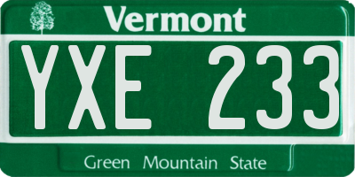 VT license plate YXE233