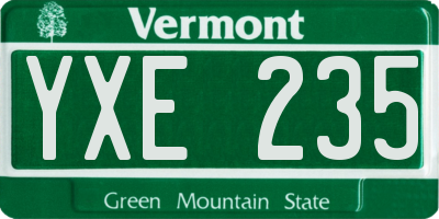 VT license plate YXE235