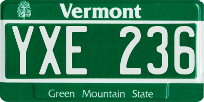 VT license plate YXE236