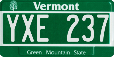 VT license plate YXE237