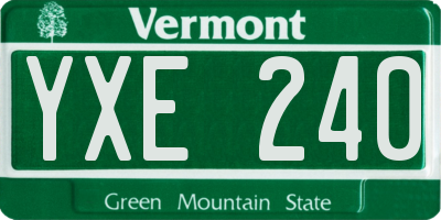 VT license plate YXE240