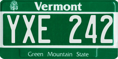 VT license plate YXE242