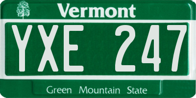 VT license plate YXE247