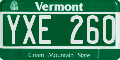 VT license plate YXE260