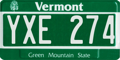 VT license plate YXE274