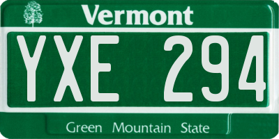 VT license plate YXE294