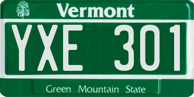 VT license plate YXE301