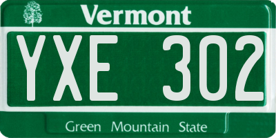 VT license plate YXE302