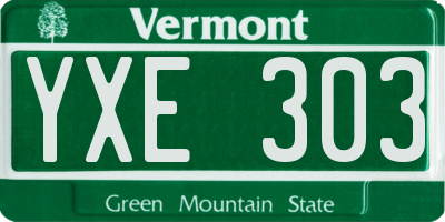 VT license plate YXE303