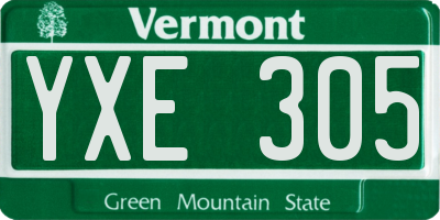 VT license plate YXE305
