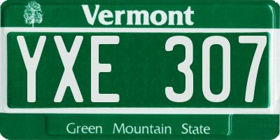 VT license plate YXE307