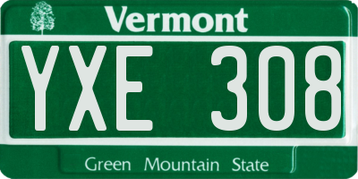 VT license plate YXE308