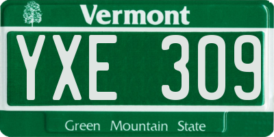 VT license plate YXE309