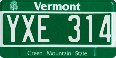 VT license plate YXE314