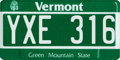 VT license plate YXE316