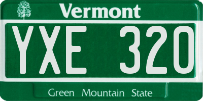 VT license plate YXE320