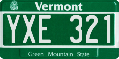 VT license plate YXE321