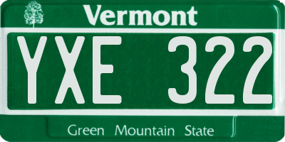 VT license plate YXE322