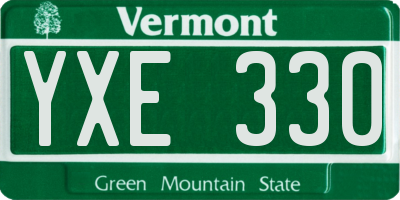 VT license plate YXE330