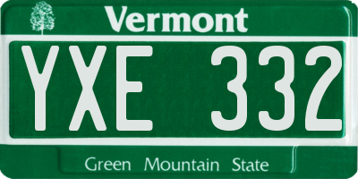 VT license plate YXE332